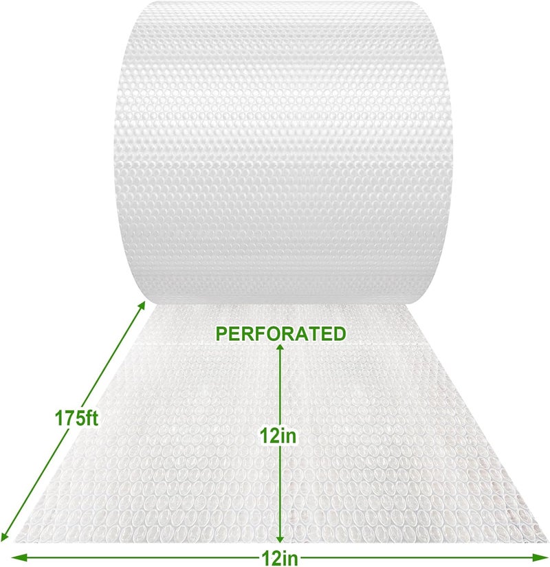 AA Heavy-Duty Bubble Wrap Cushioning Roll – 12”x175’ Perforated Every 12”, Tear-Resistant Packing Wrap for Moving, Shipping and Storage Made in US - Image 3
